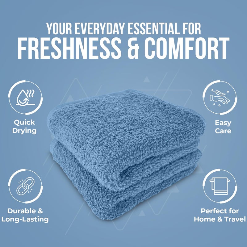 DAN RIVER 24 Pack Wash Cloths for Showering [12x12] - 100% Cotton Washcloths Premium Quality Flannel Face Cloths for Bathroom, Highly Absorbent and Soft Feel Wash Clothes, M Blue - Image 5